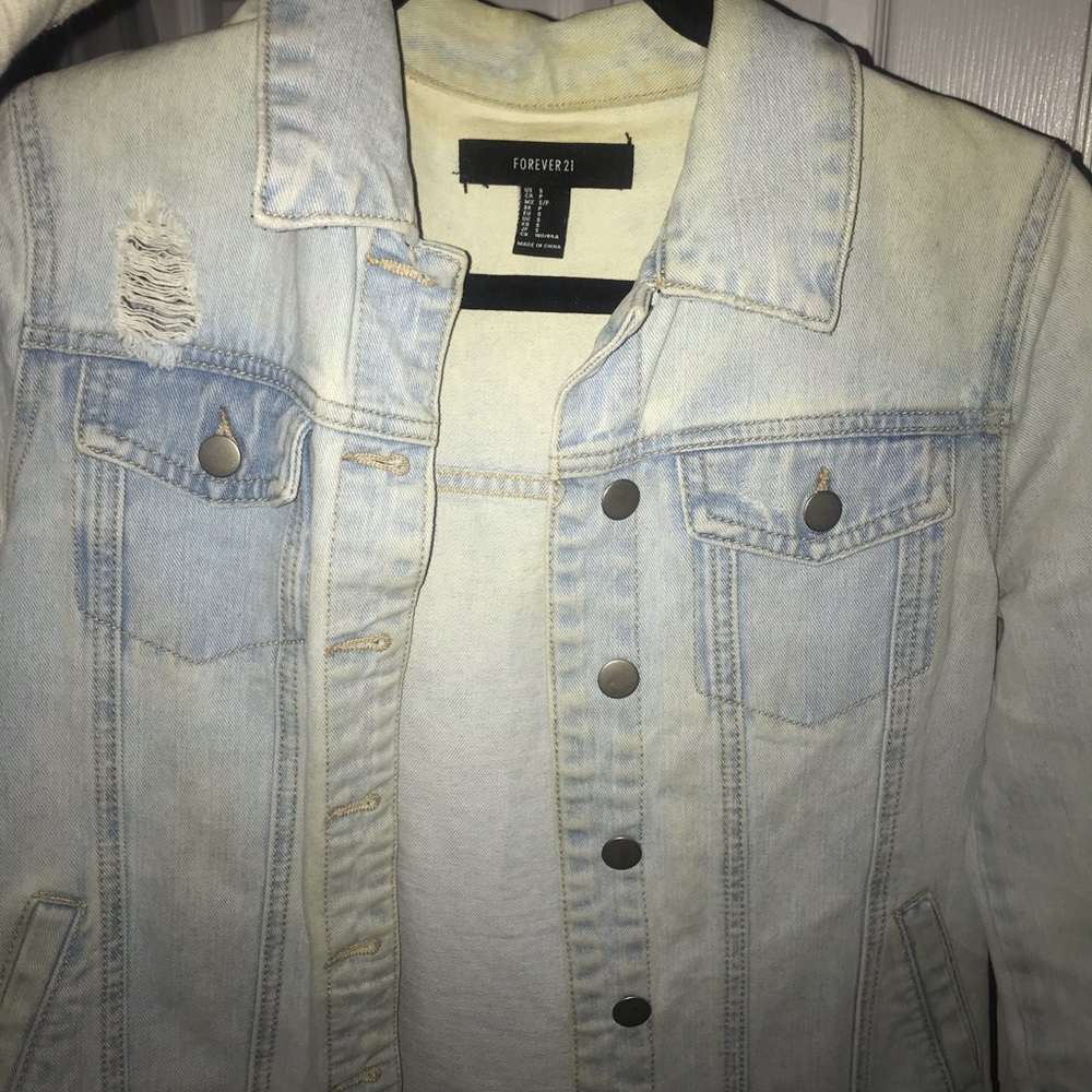 F21 distressed denim jacket